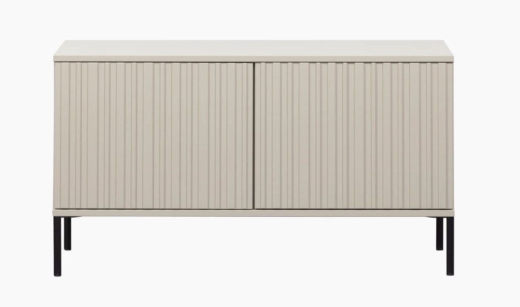 Wood TV kast New Gravure Dust, Ophalen, Grenenhout, 100 tot 150 cm, Modern, Scandinavisch, Minimalistisch