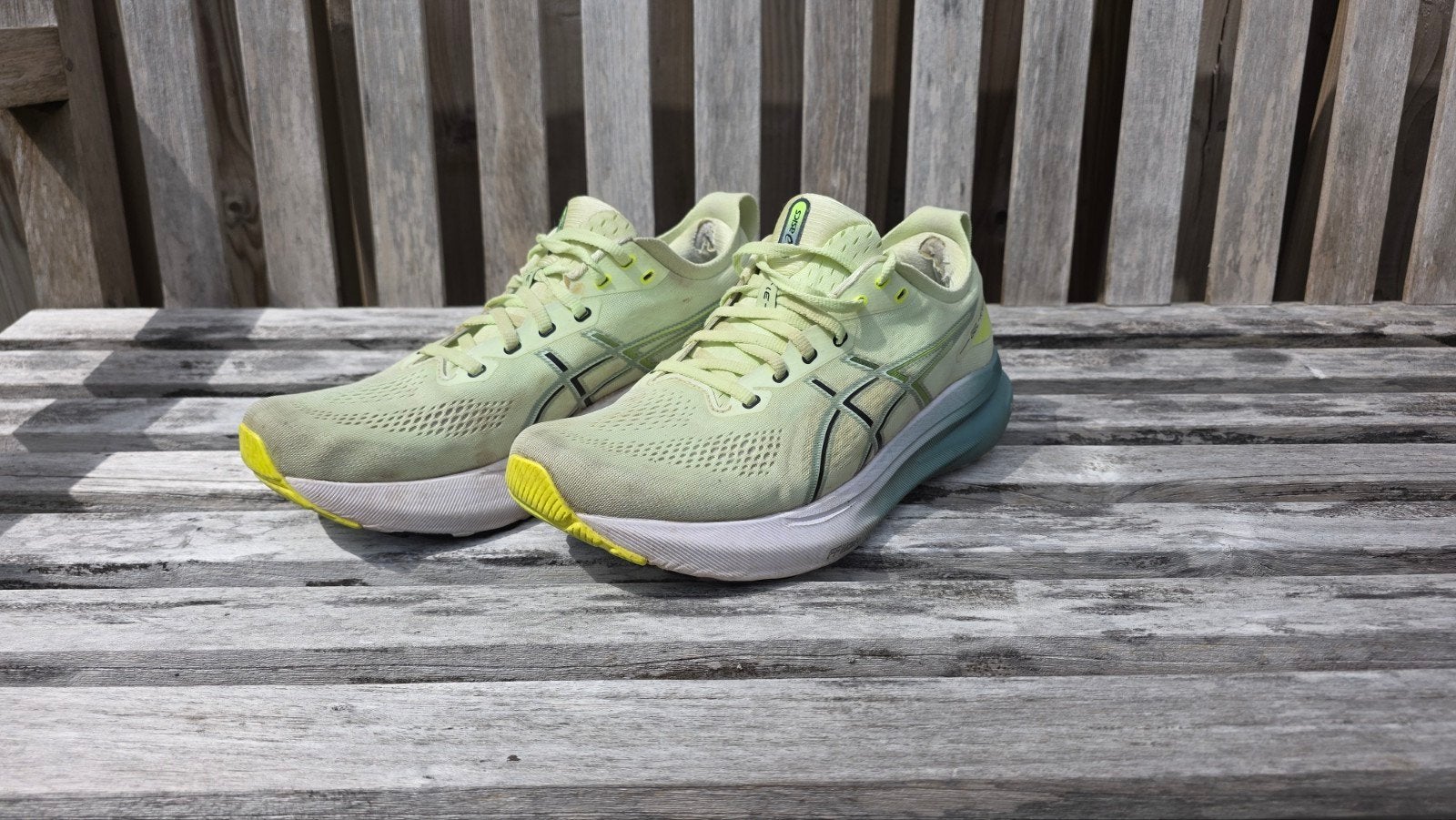 Asics Kayano 31 hardloopschoenen | maat 44,5, Sportschoenen, Geel, Ophalen of Verzenden, Gedragen