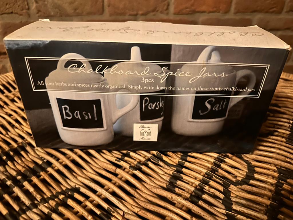 Riviera Maison Chalkboard Spice Jars kruidenpotjes, Ophalen of Verzenden, Zo goed als nieuw, Overige materialen