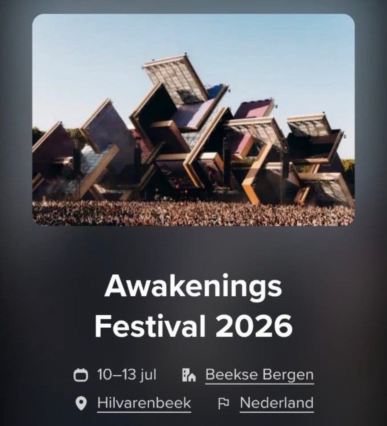 2 x Awakenings zaterdag 11-07-2026, Eén persoon