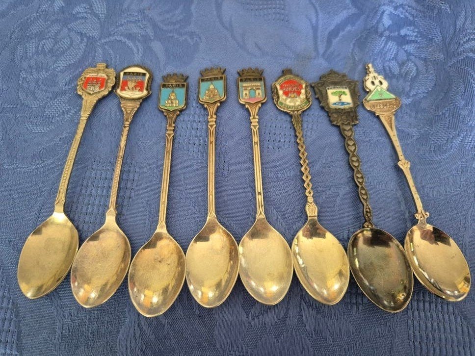 8 Verzilverde lepeltjes Vintage | Alpaca | Apollo | Selecta, Antiek en Kunst, Antiek | Bestek, Ophalen of Verzenden