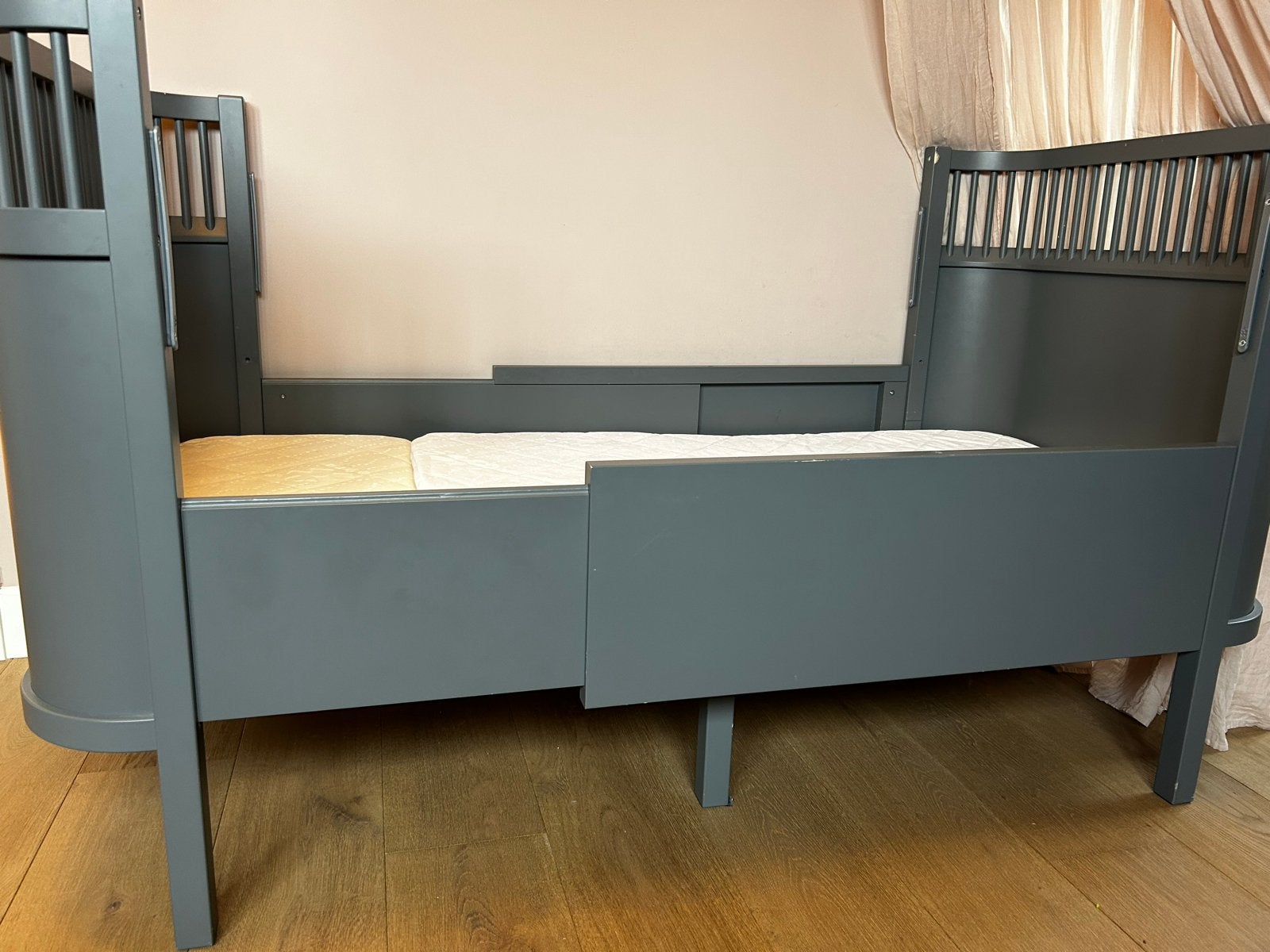 Sebra meegroeibed forest lake blue met matras, Ophalen, Gebruikt, 70 tot 85 cm, Matras