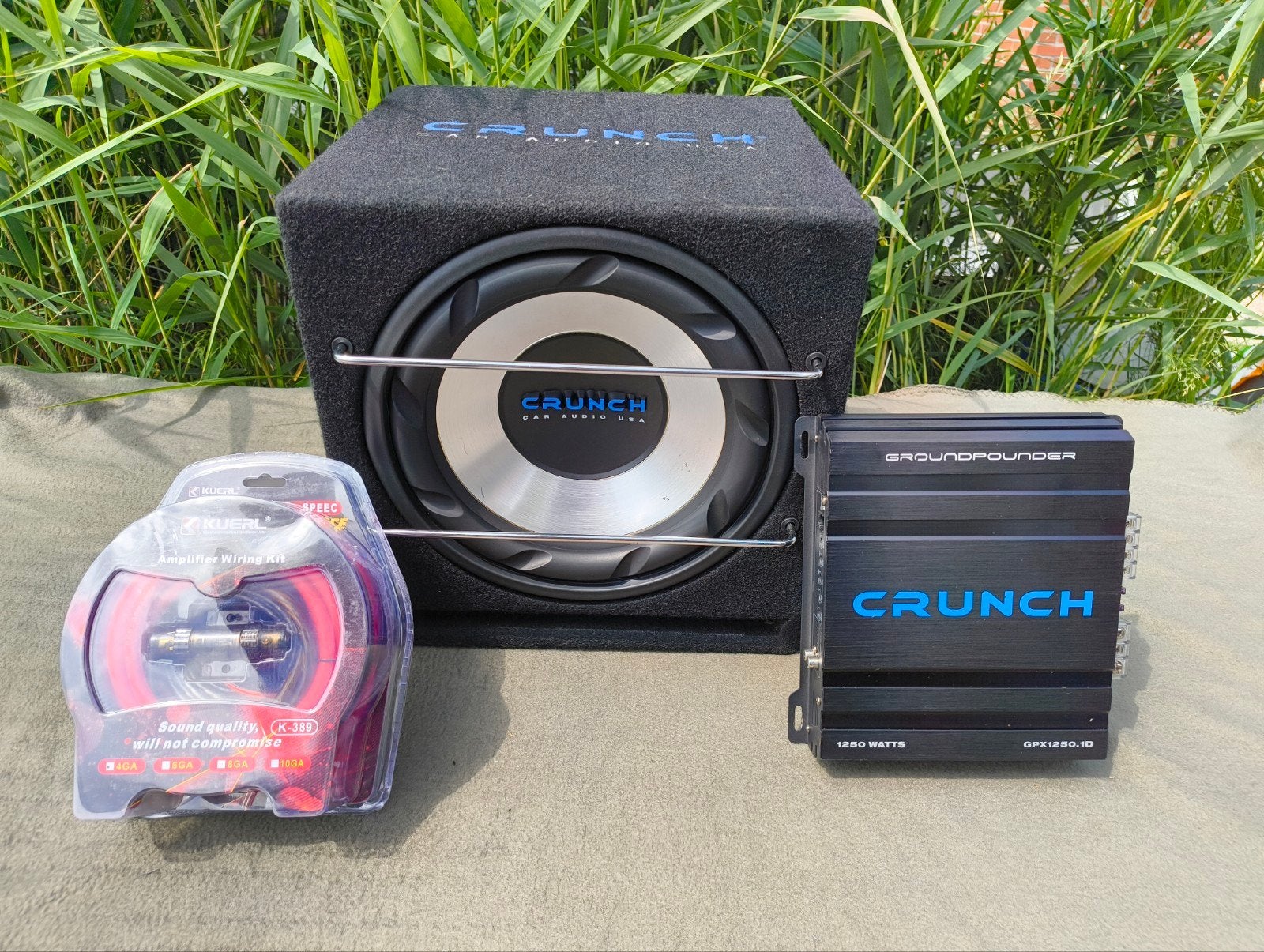 Complete Crunch Subwoofer Set met Monoblock Versterker, Auto diversen, Autospeakers, Ophalen, Gebruikt