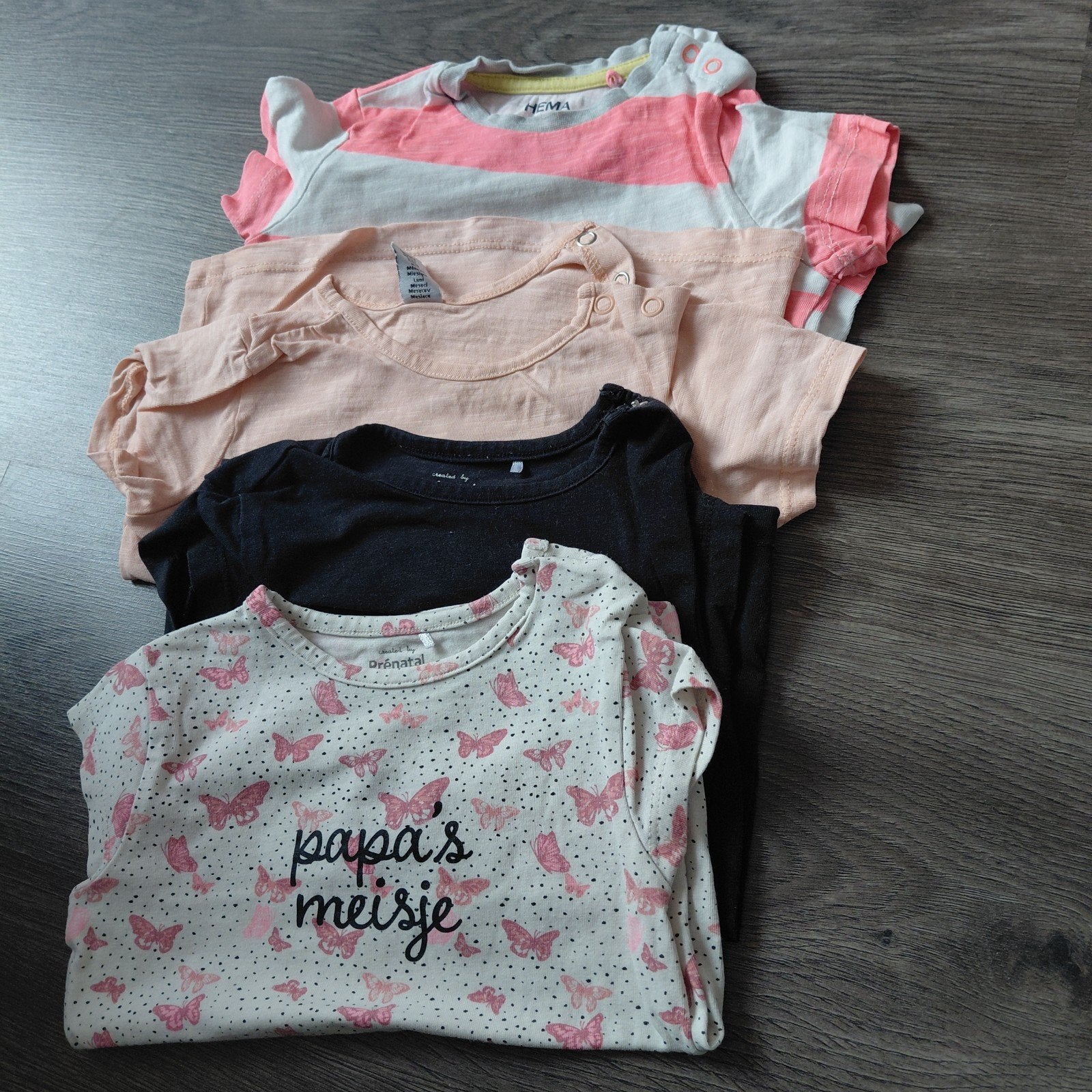 Set van 4 meisjes shirtjes maat 80, Ophalen of Verzenden, Gebruikt, Meisje, Shirtje of Longsleeve