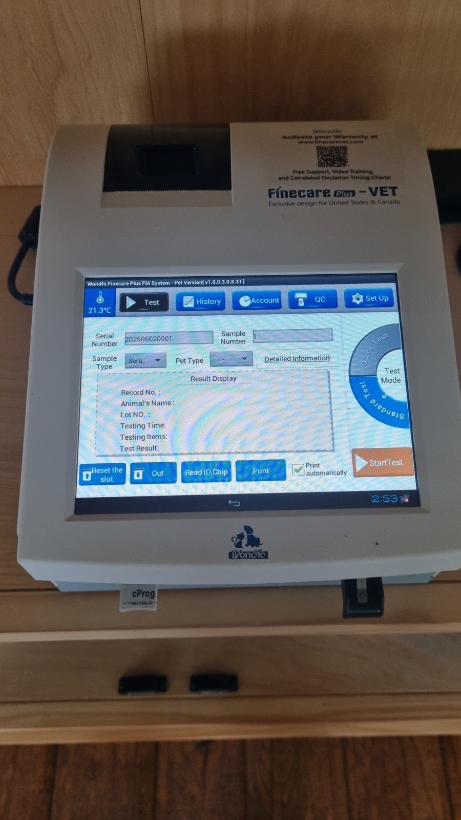 Professionele progesteron/test apparaat honden, Ophalen