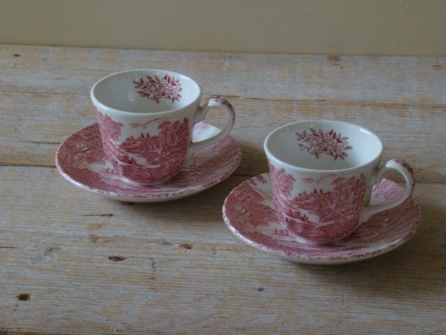 2x Espresso kop-en-schotel, Engels rood Ridgway, Meadowsweet, Ophalen of Verzenden