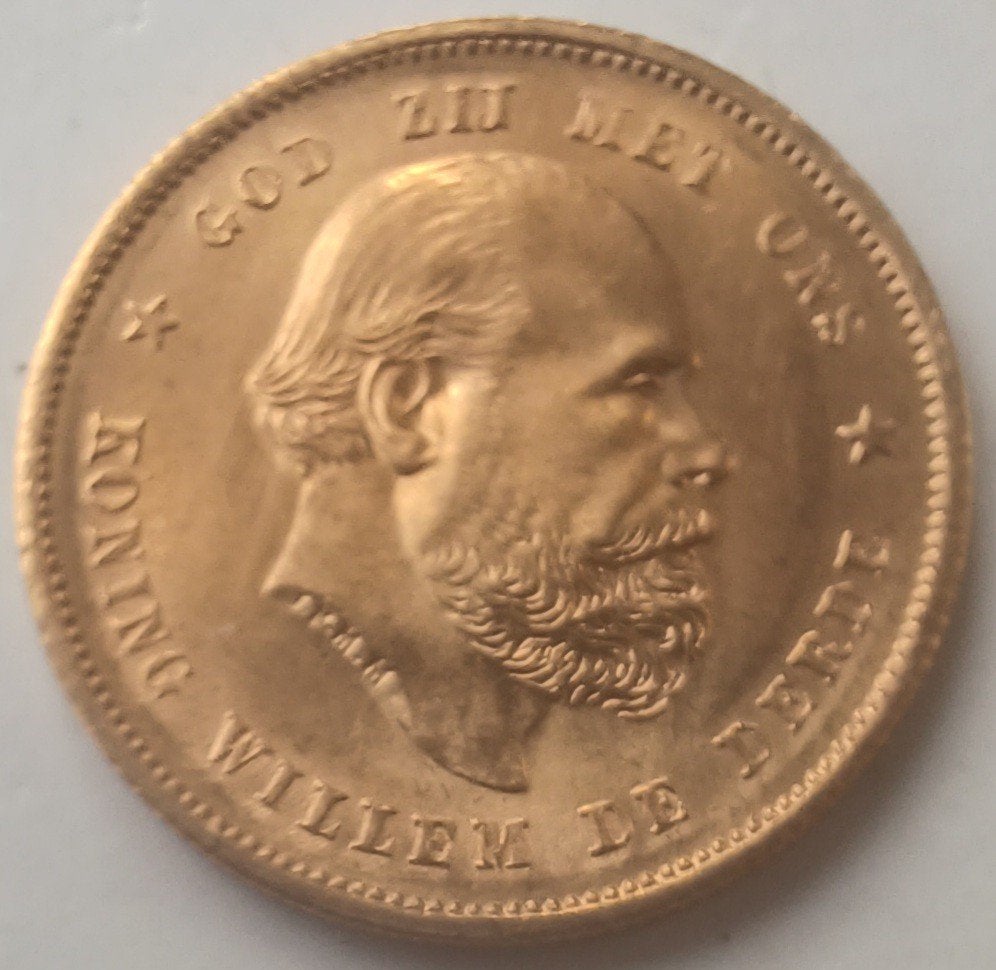 Gouden tientje Willem III, Koning Willem III, Losse munt, 10 gulden, Goud