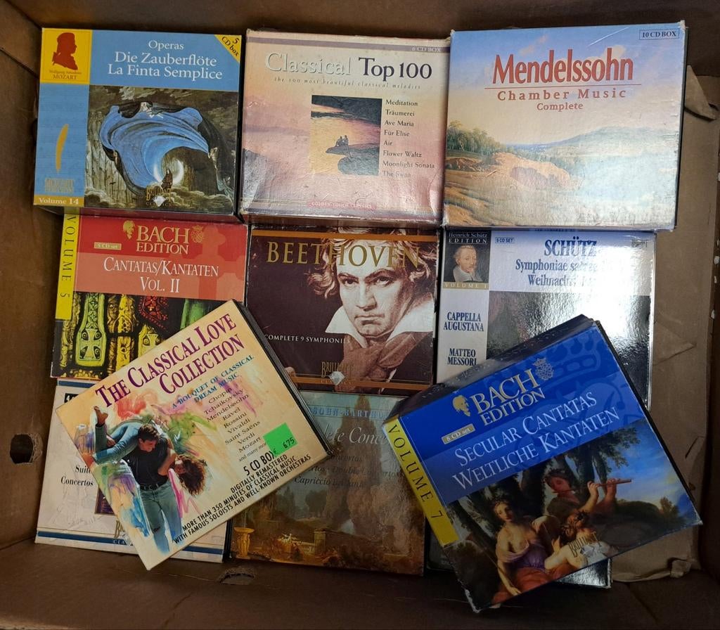 Bananendoos vol klassieke boxen, Ophalen, Zo goed als nieuw, Klassiek, Boxset