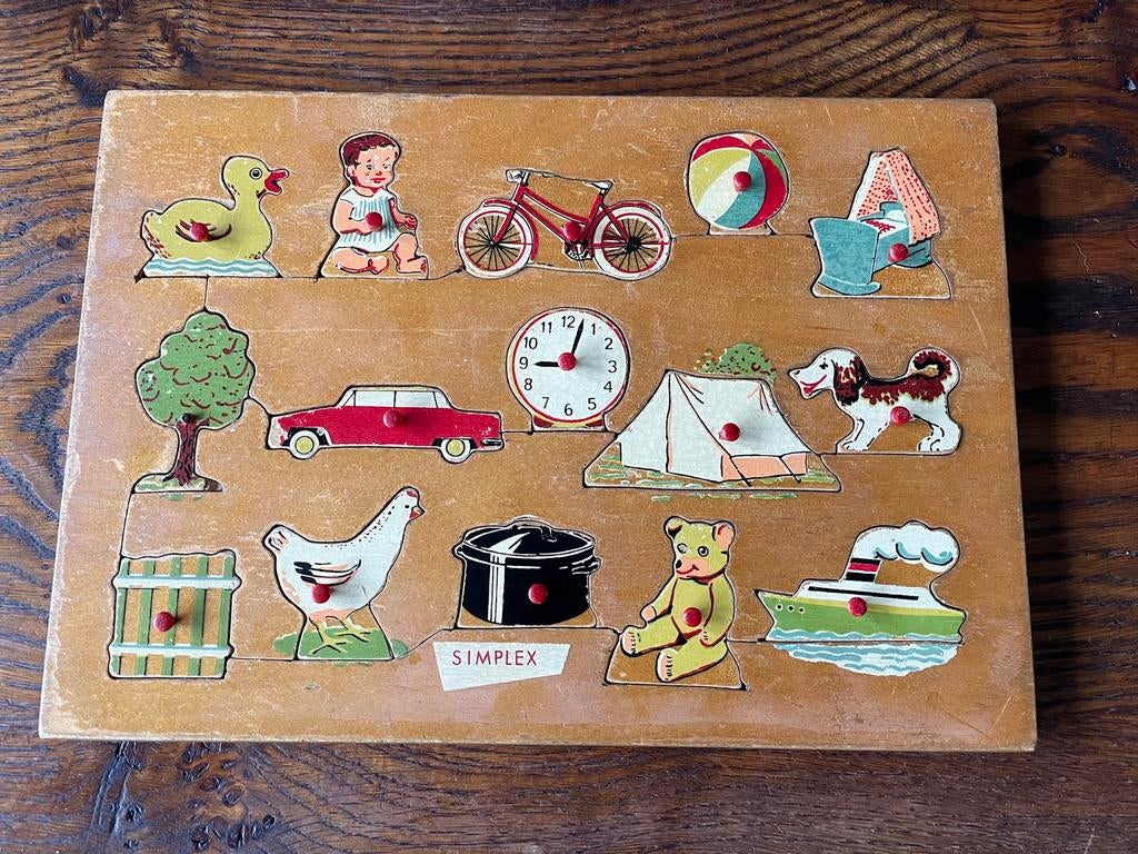 Vintage houten puzzelplankje, Ophalen, Gebruikt