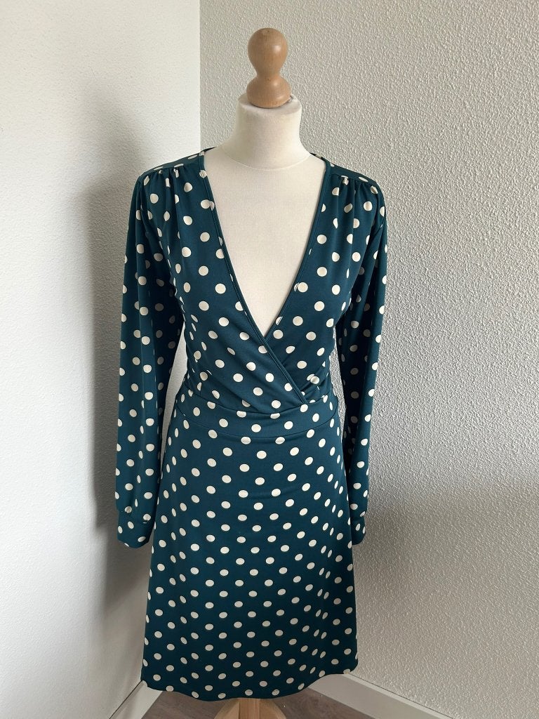 King Louie maat L polkadot jurk 1859, Kleding | Dames, Blauw, Maat 42/44 (L), Ophalen of Verzenden, Zo goed als nieuw