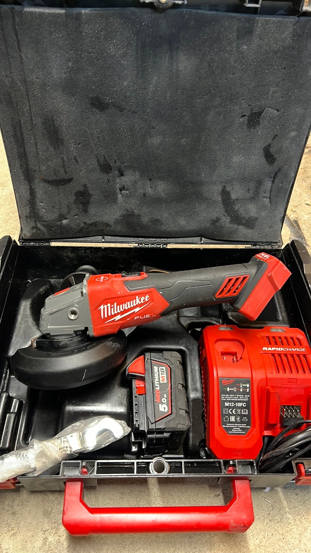 Milwaukee M18 FSAG125XB HAAKSE SLIJPMACHINE- 125MM, Ophalen, Zo goed als nieuw, Haakse handslijpmachine