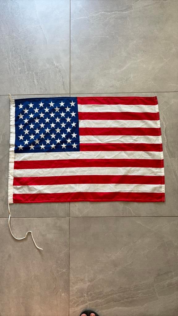 VINTAGE AMERIKAANSE VLAG 74x52 cm voor boot of jeep, Ophalen of Verzenden, Zo goed als nieuw