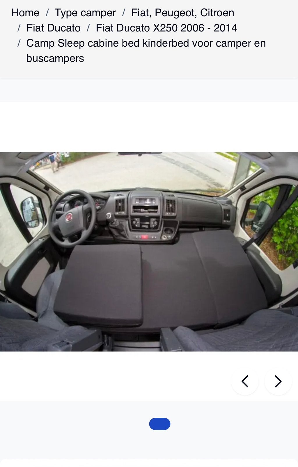 Campsleep matras voor buscamper Fiat, Citroen of Peugeot, Ophalen