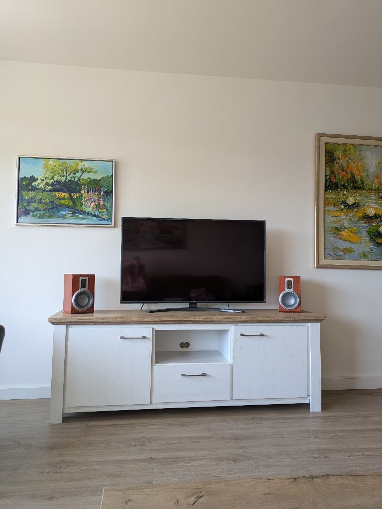 Modern tv-meubel met opbergruimte, Ophalen, Modern, Scandinavisch, 150 tot 200 cm, Zo goed als nieuw