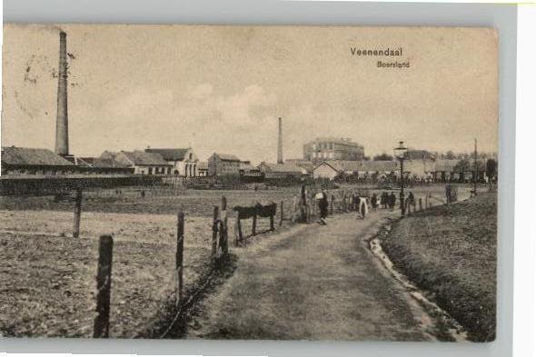 Veenendaal Boersland met fabrieken st 1928 SCHAARS, Verzamelen, Ansichtkaarten | Nederland, Gelopen, Utrecht, 1920 tot 1940, Ophalen of Verzenden