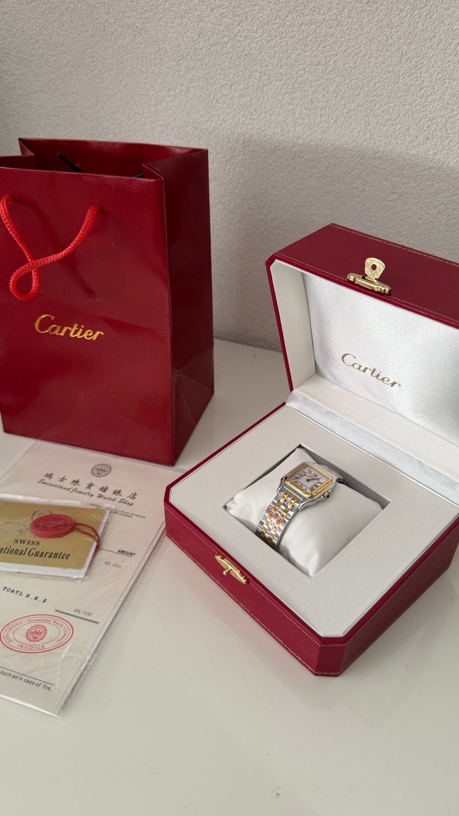 Cartier Panthère de Cartier Silver Gold 37MM Horloge, Ophalen of Verzenden, Waterdicht, Nieuw, Android