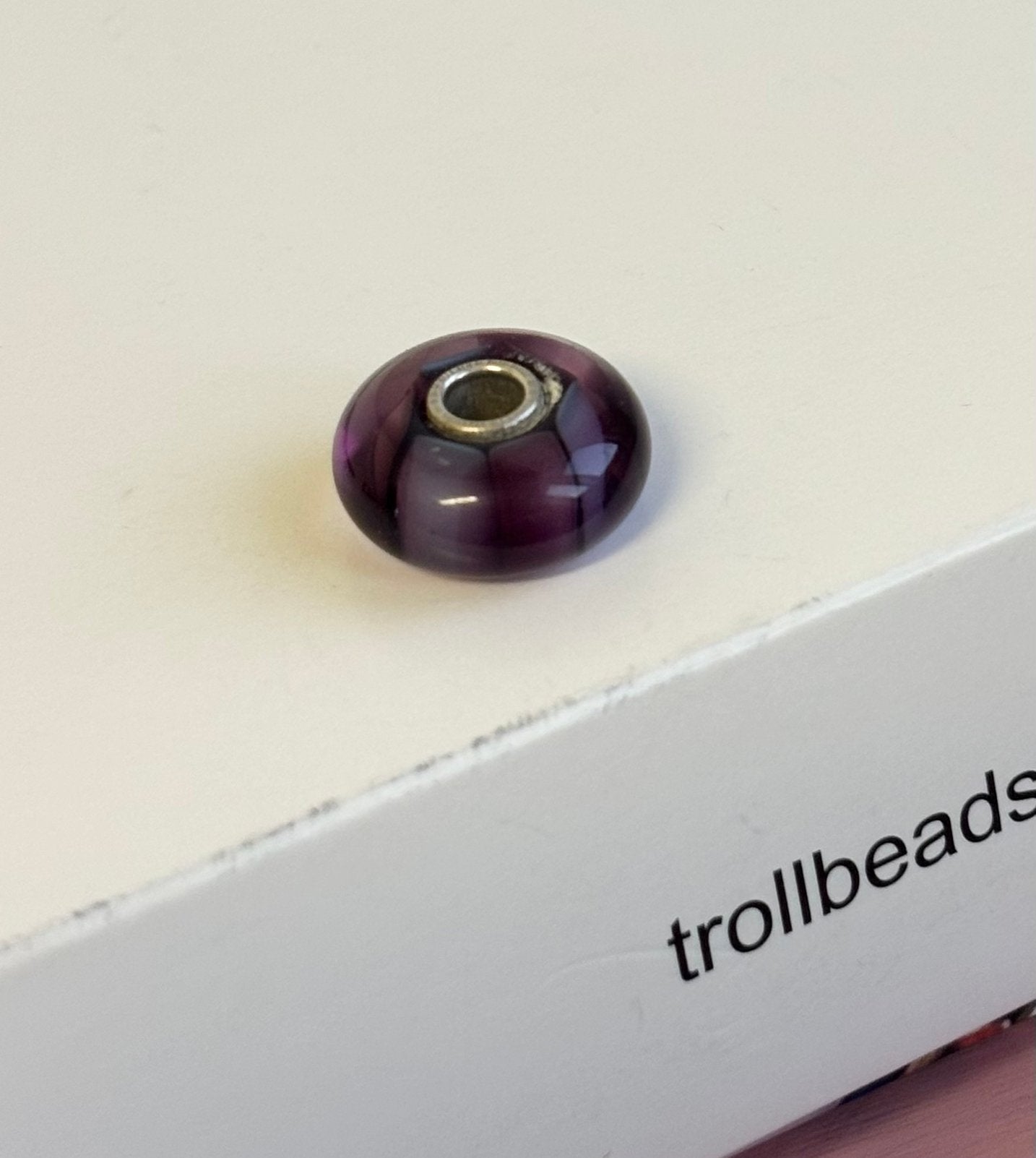Trollbeads paarse kraal, Ophalen, Zo goed als nieuw, Glas of Kristal, Trollbeads
