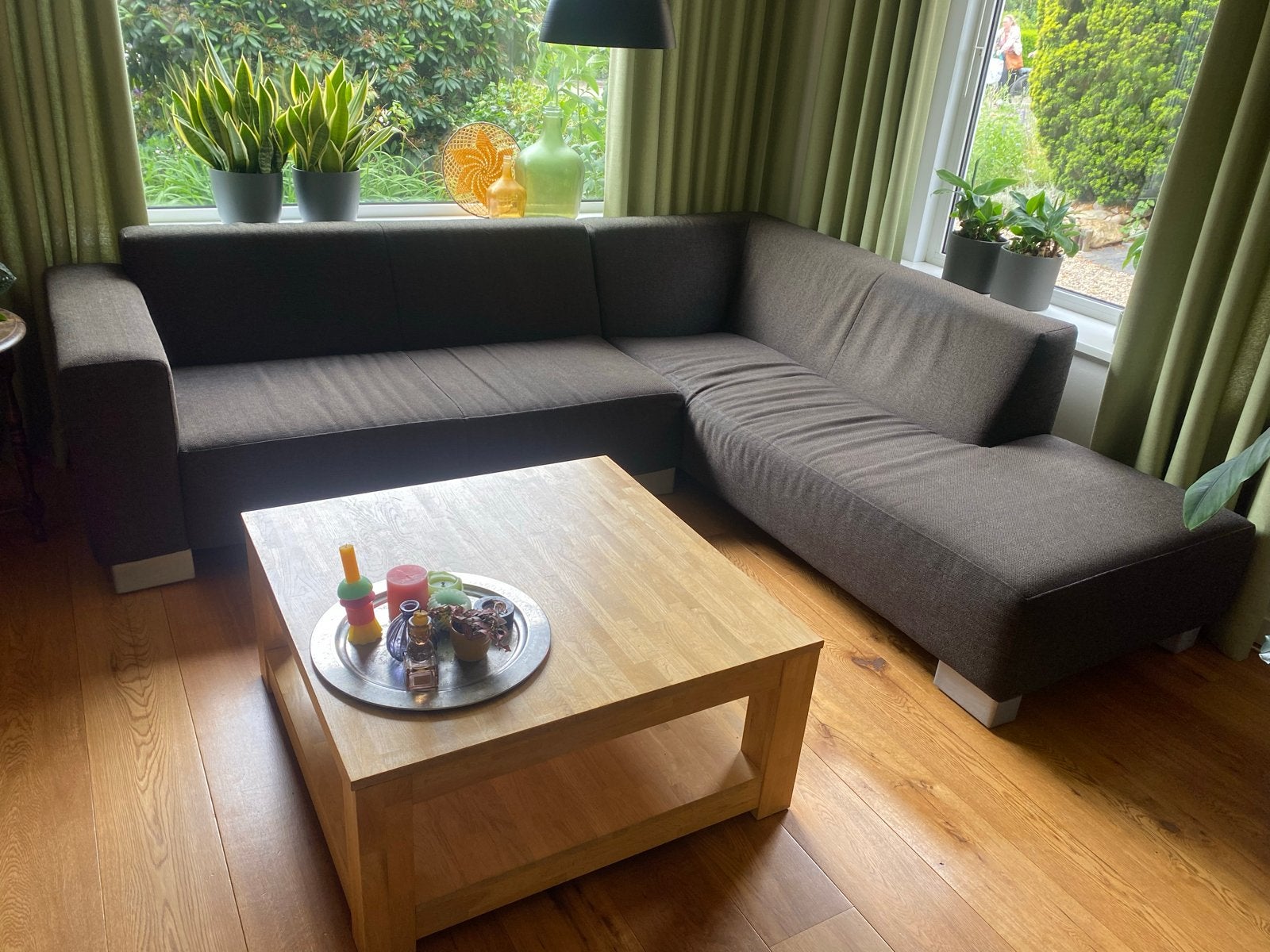 Hoekbank met Longchair - antraciet- gratis, Ophalen, 250 tot 300 cm, Gebruikt, 100 tot 125 cm