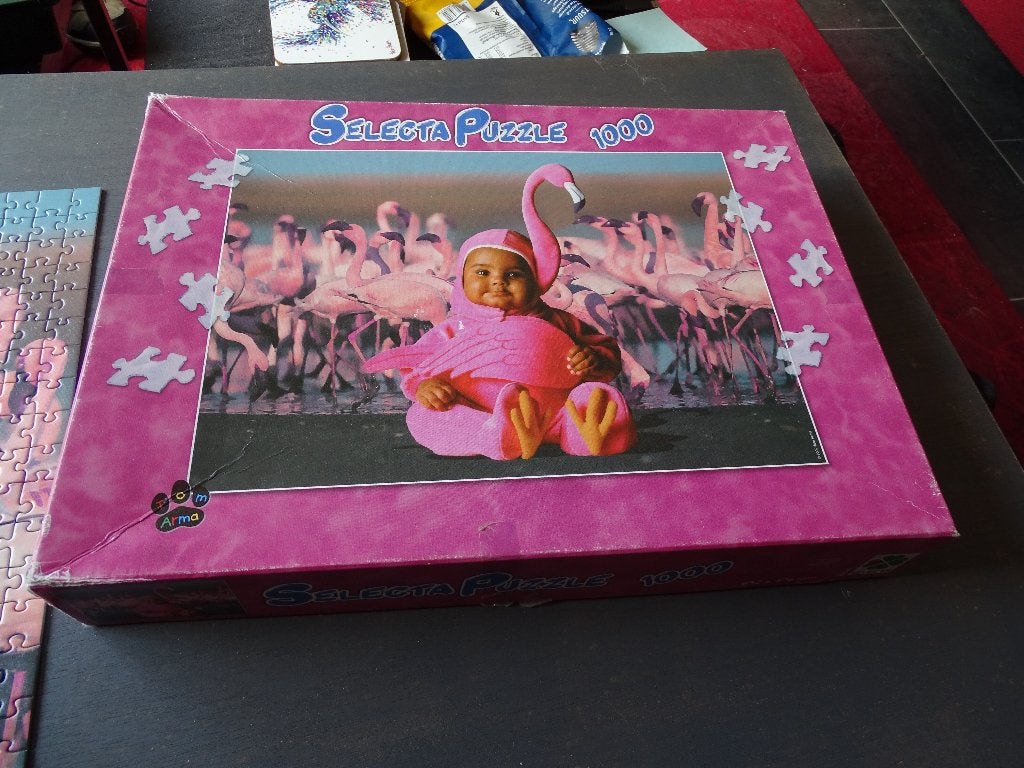 Selecta Puzzel 1000 stukjes Flamingo baby, Ophalen of Verzenden, 500 t/m 1500 stukjes, Gebruikt, Legpuzzel