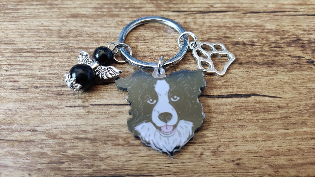 Tashanger Sleutelhanger Border collie met beschermengeltje, Verzenden, Nieuw