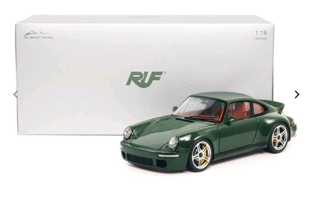 Porsche 911 RUF SCR 2018 Irish Green 1-18 Almost Real, Hobby en Vrije tijd, Verzenden, Zo goed als nieuw, Auto, Overige merken