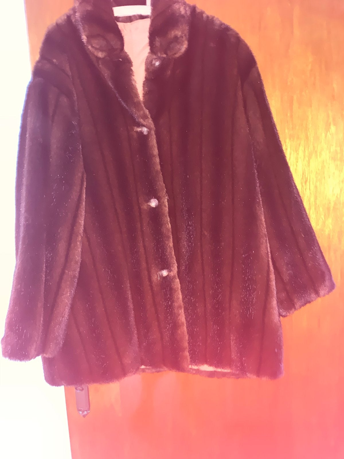 Vintage Bruine Faux Bontjas - Maat M, Ophalen, Zo goed als nieuw, Maat 38/40 (M), Bruin