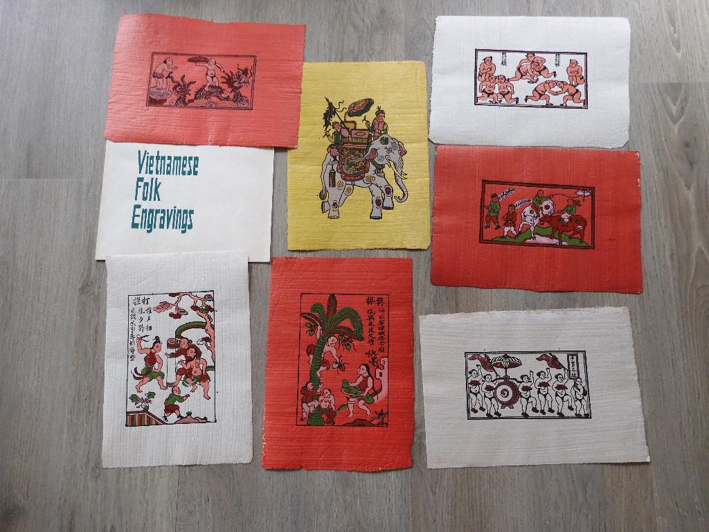 Houtsneden Vietnam, 7 st, Ophalen of Verzenden
