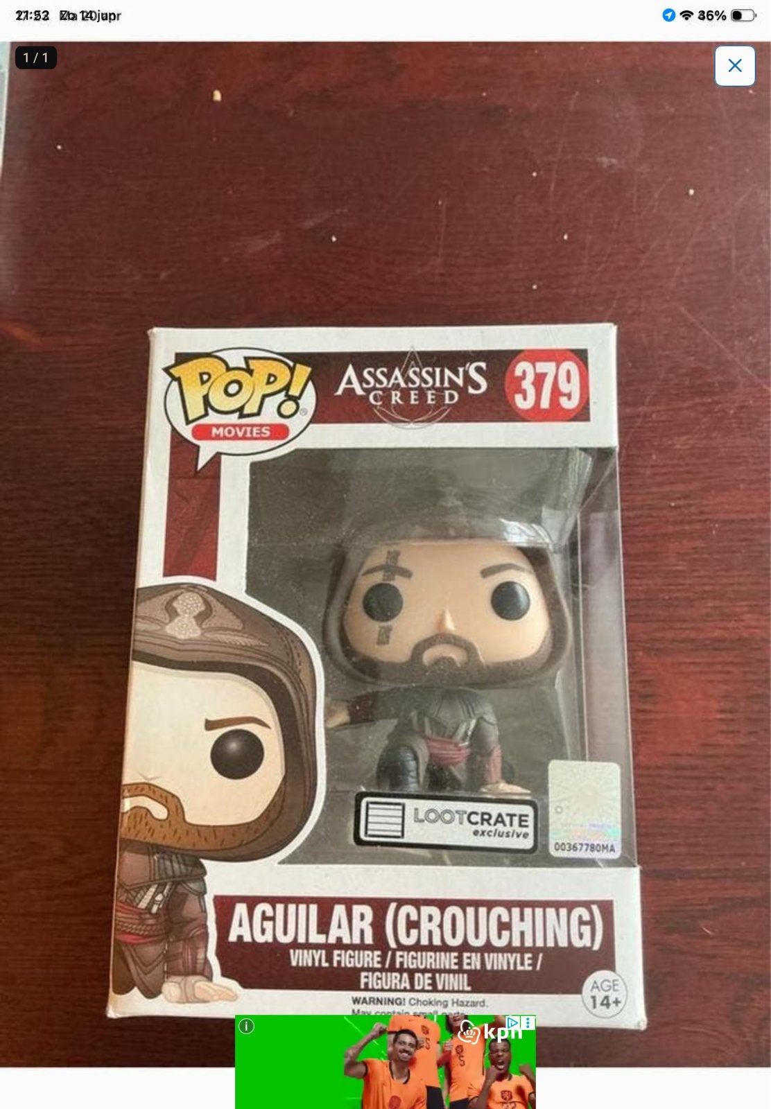 Funko Pop! Assassin's Creed Aguilar (Crouching) #379, Verzamelen, Poppetjes en Figuurtjes, Ophalen of Verzenden, Zo goed als nieuw