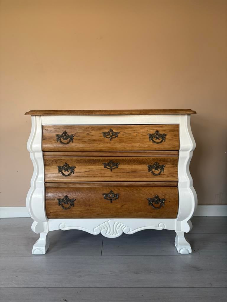 Stijlvol Gerestyled Barok Buikkastje, Ophalen, 50 tot 100 cm, Zo goed als nieuw, 3 of 4 laden
