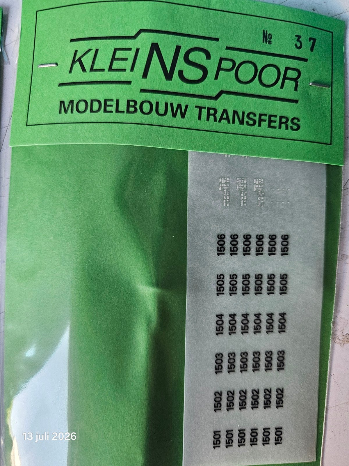 KleinsPoor NS 1500 Decals HO Modelbouw Transfers Nieuw, Hobby en Vrije tijd, Modeltreinen | H0, Overige merken, Overige typen