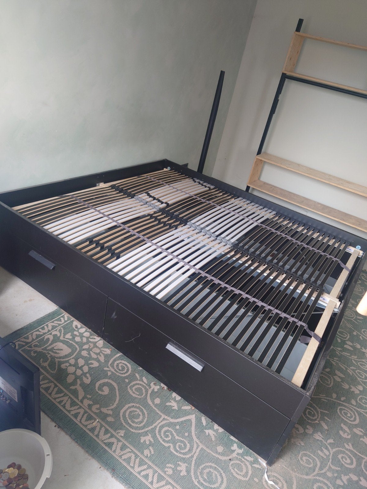 Tweepersoonsbed met opberglades - zwart, Ophalen, Gebruikt, Bruin, Tweepersoons
