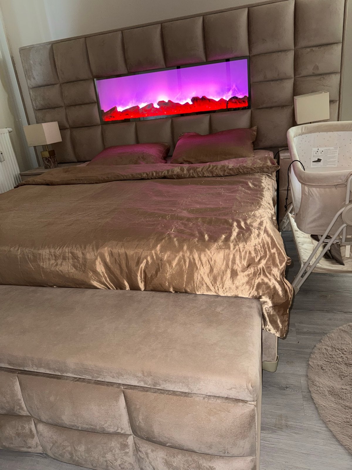 Luxe bed 180x200 met opbergruimte en sfeerhaard, Ophalen, Gebruikt, Overige kleuren, Tweepersoons