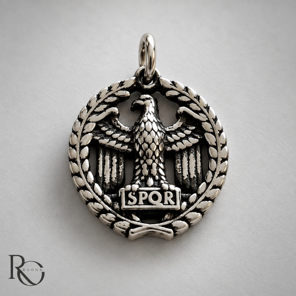 Zilveren SPQR Hanger Romeinse Adelaar Personaliseerbaar, Verzenden, Nieuw, Kruis of Symbool, Zilver