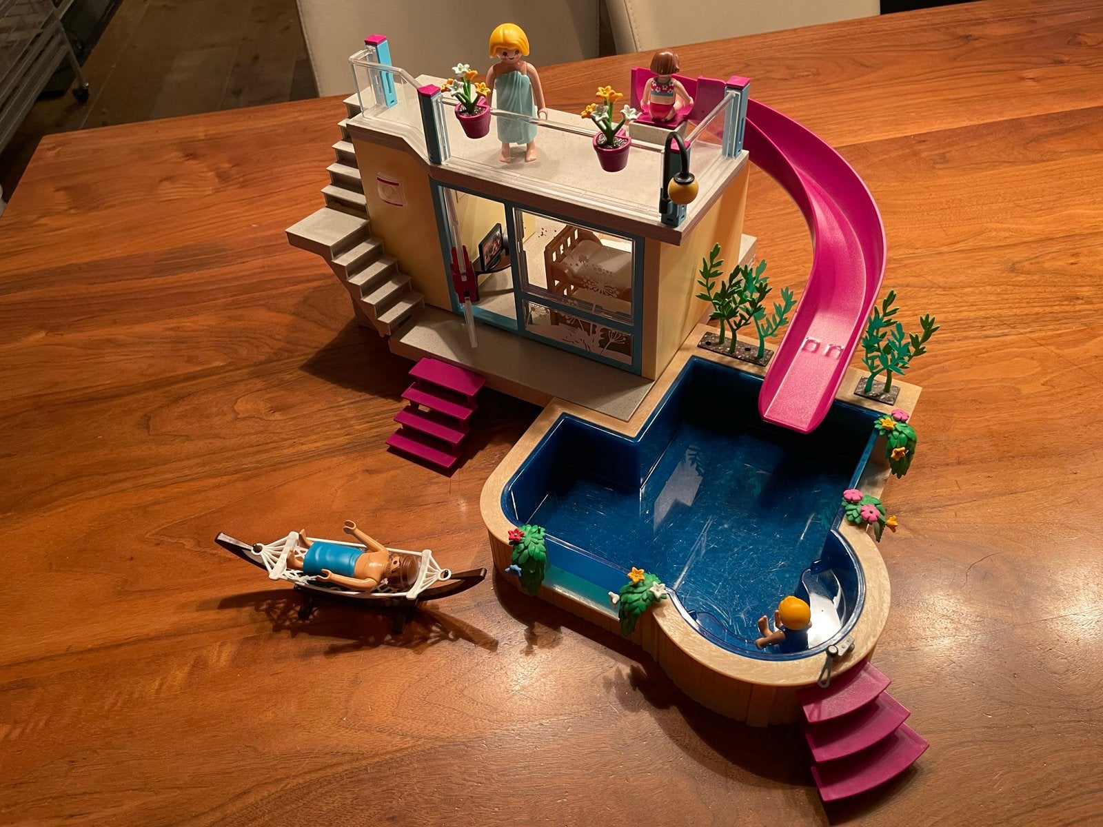 Playmobil Vakantiehuis met Zwembad en Figuren, Kinderen en Baby's, Speelgoed | Playmobil, Ophalen, Gebruikt, Complete set, Overige typen