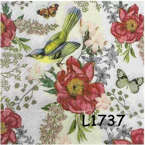 Servetten decoupage/bullet journal * vogels + vlinders L1737, Verzenden, Nieuw