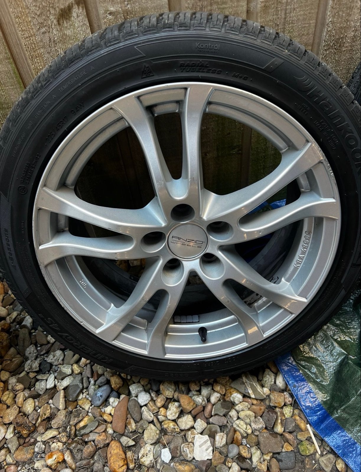 Set van 4 Anzio velgen met Hankook winterbanden, Ophalen, Gebruikt, Banden en Velgen, 17 inch