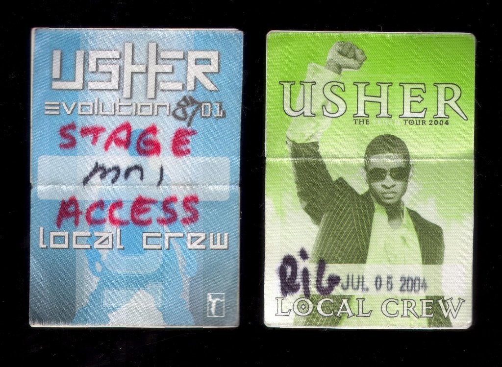 Usher 2 x BACKSTAGE PASS 2002 Amsterdam 2004 Rotterdam, Gebruikt, Verzenden, NvT, Foto of Kaart
