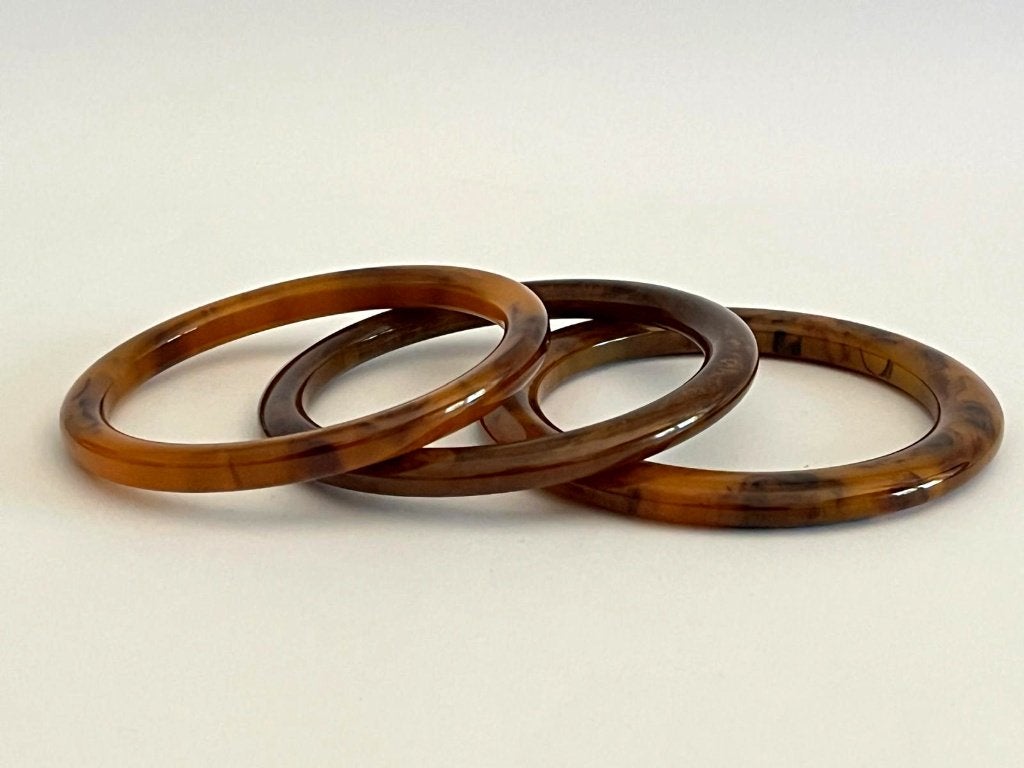 3 Mooie dunne gemarmerde Bakeliet/Catalin armbanden, Verzenden, Zo goed als nieuw, Zilver