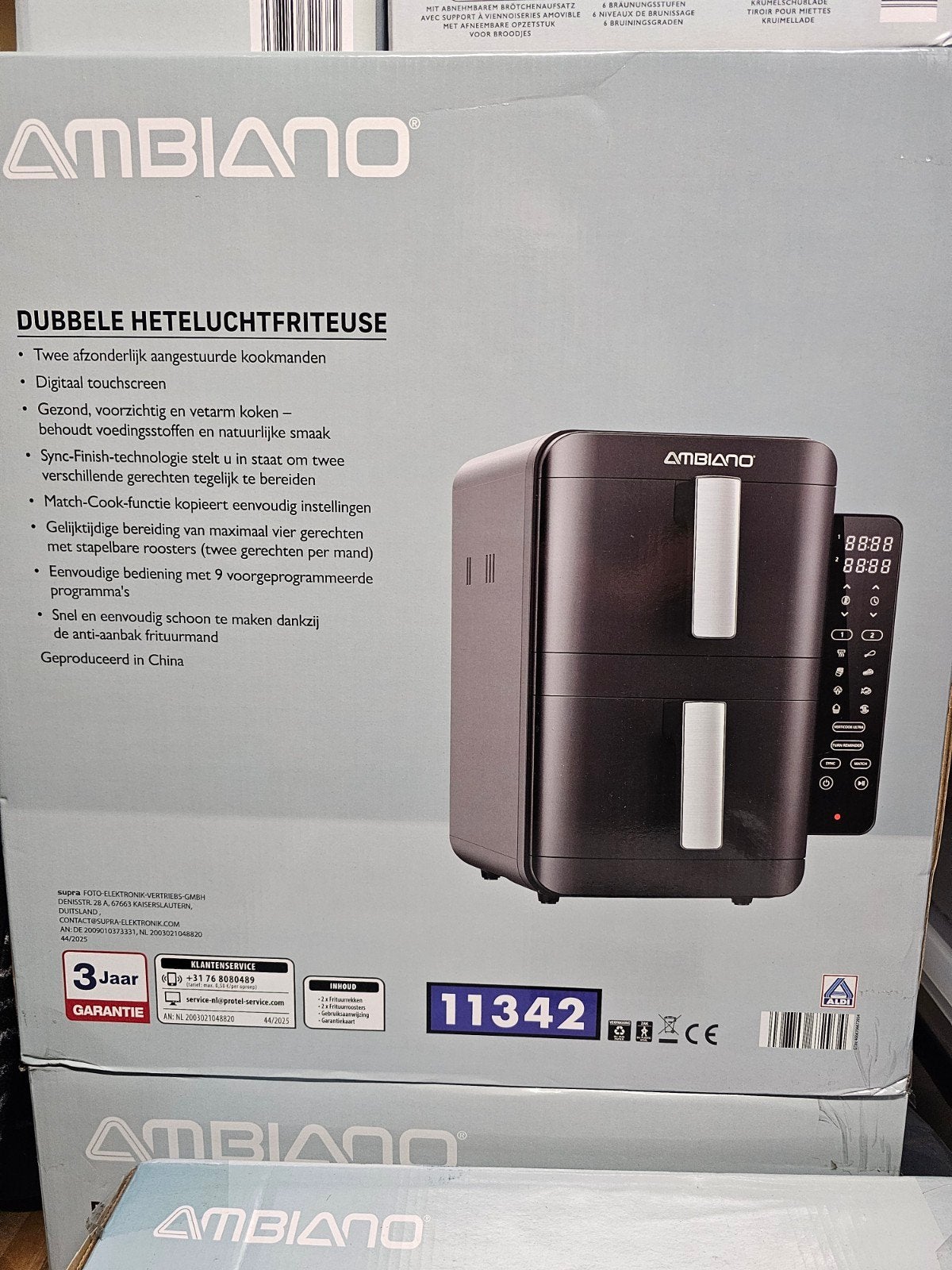 Ambiano Dubbele Heteluchtfriteuse - Gezond Frituren, Witgoed en Apparatuur, 4 liter of meer, Ophalen of Verzenden, Nieuw, Duo-friteuse