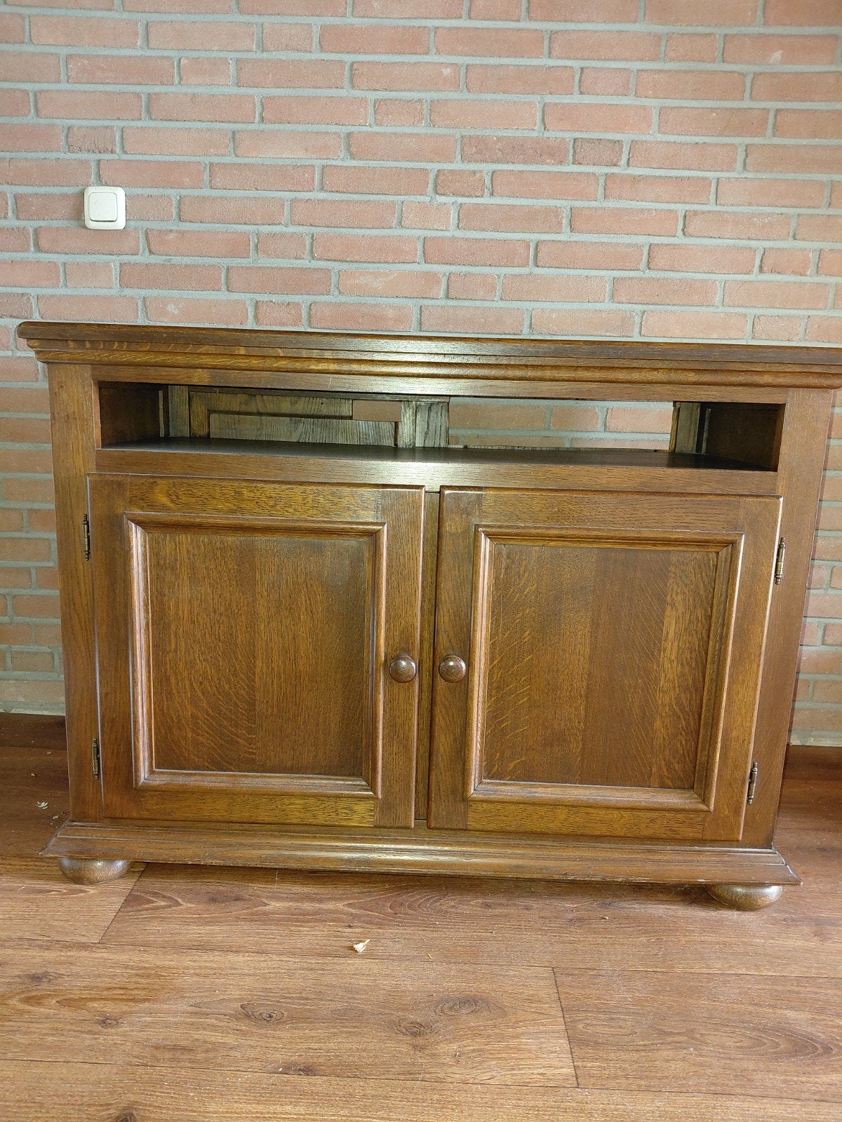 TV kast ambachtelijk massief eiken E60, Ophalen, Ambachtelijk klassiek, Zo goed als nieuw, 50 tot 75 cm