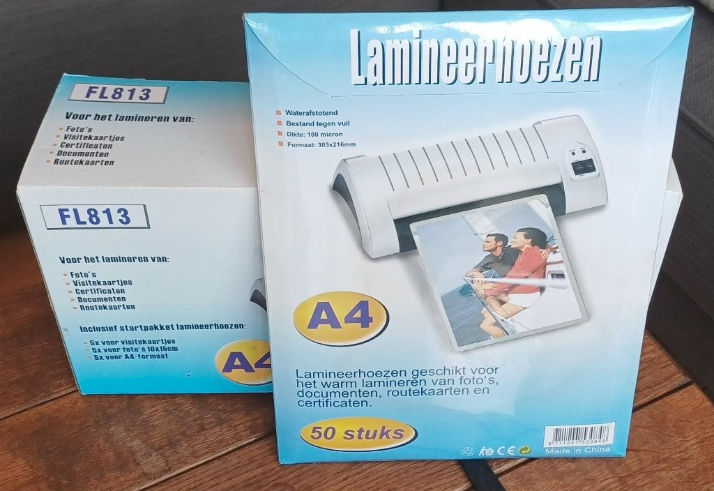 Lamineermachine A4 + 50 Lamineerhoezen (nieuw en ongeopend), Ophalen of Verzenden, Nieuw