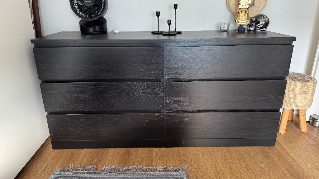IKEA MALM ladekast zwart - 6 lades, Ophalen, 100 tot 150 cm, 5 laden of meer, Zo goed als nieuw