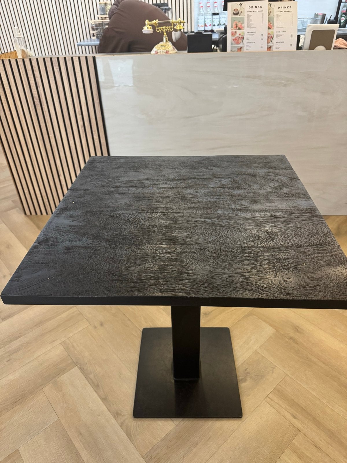 Zwarte tafel 70 cm, Huis en Inrichting, Ophalen, Gebruikt, 50 tot 100 cm, Vierkant