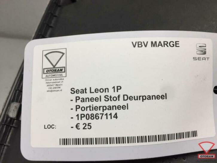 seat leon 1p paneel stof deurpaneel rechts 1p0867114, Gebruikt, Autovia A-2, Km 585 585
08760  Martorell, ES, Ophalen of Verzenden