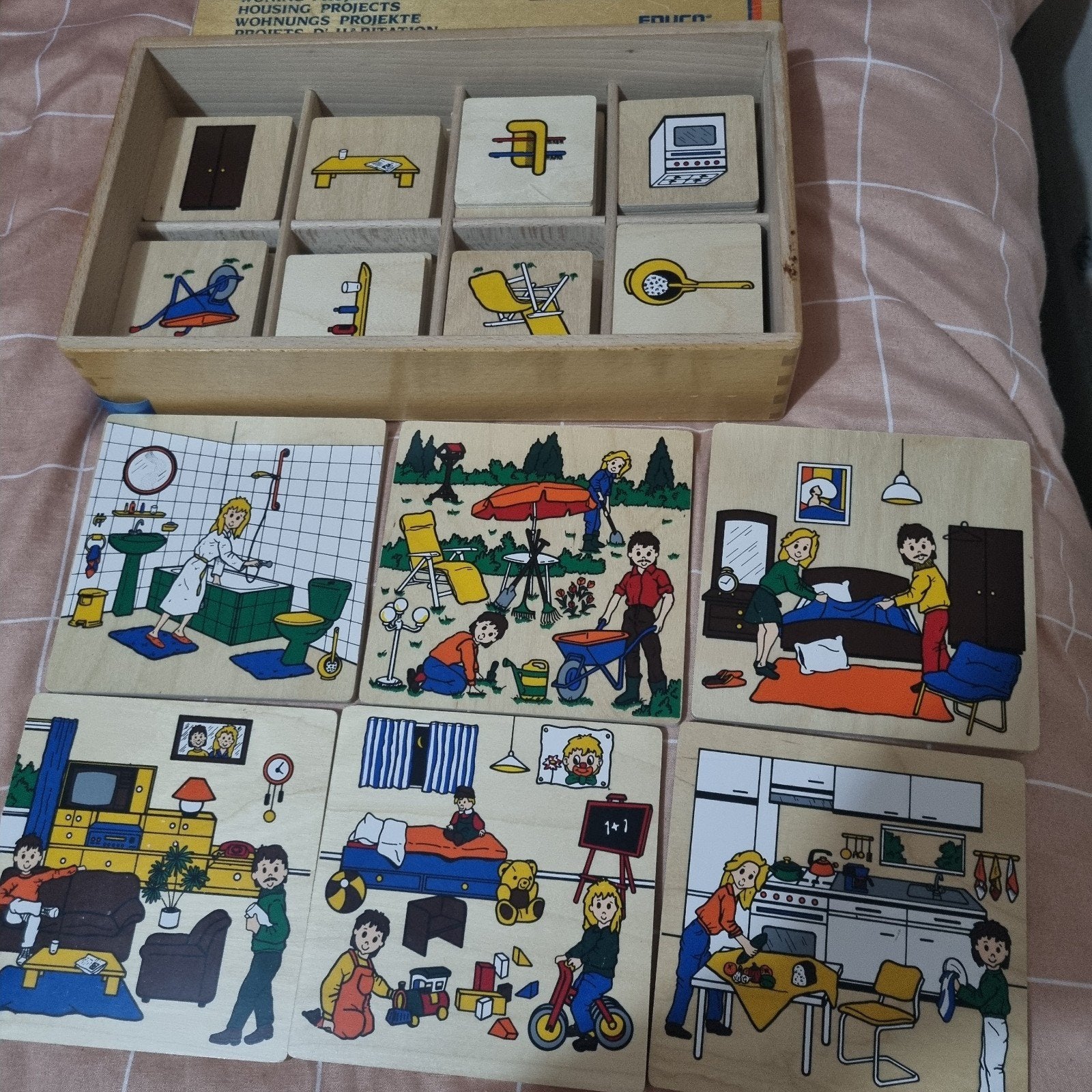 Educo Woning Projecten Houten Puzzelset thema huis, Ophalen of Verzenden, Gebruikt, Puzzelen