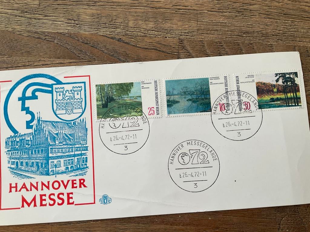 Hannover Messe 1972 Eerste Dag kaart met Postzegels, Ophalen of Verzenden, Europa
