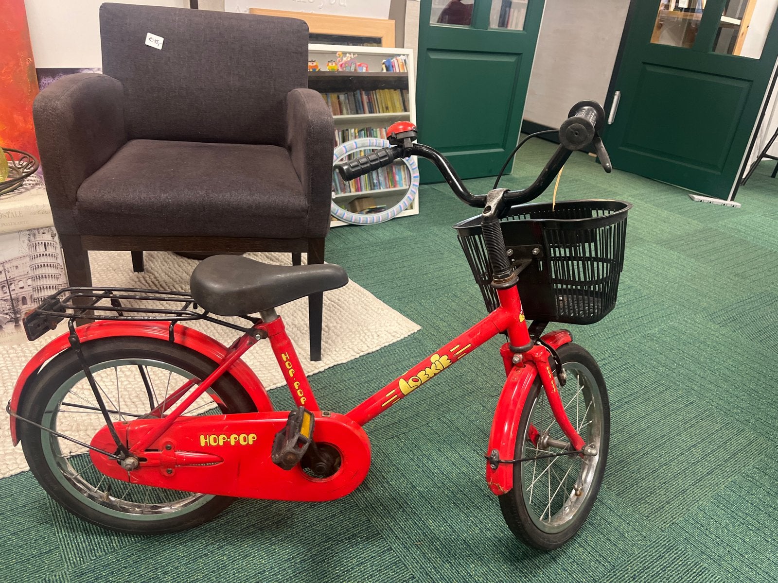 Rode kinderfiets 16 inch met mandje en bagagedrager, Ophalen, Velgrem, Nvt, Nvt