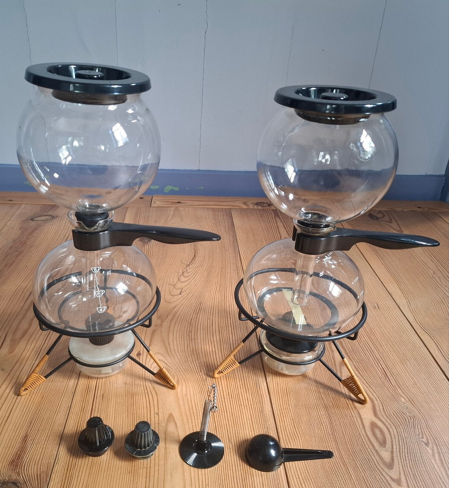 2x Zeldzame vintage "Santos Bodum"  vacuüm koffiemakers., Ophalen, Zo goed als nieuw