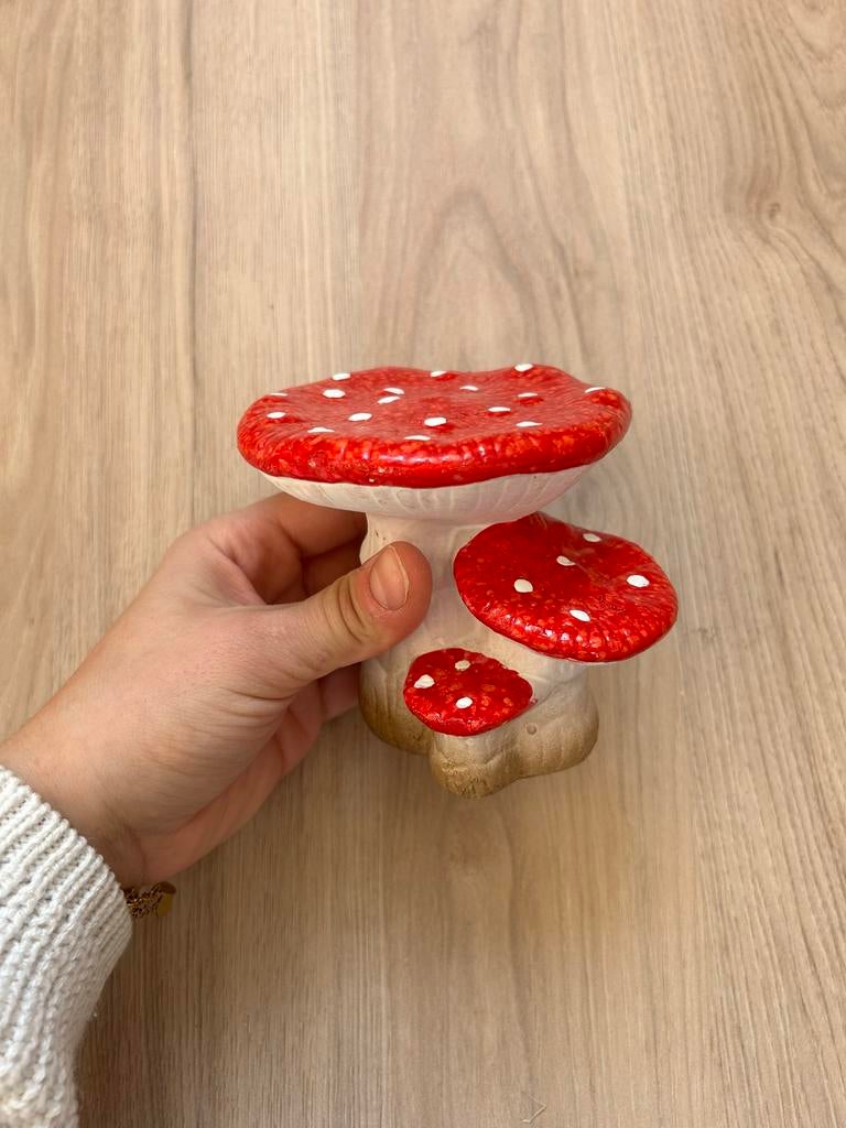 Nieuwe decoratieve paddestoelen - rood met witte stippen, Ophalen of Verzenden, Nieuw, Rood, Steen/keramiek