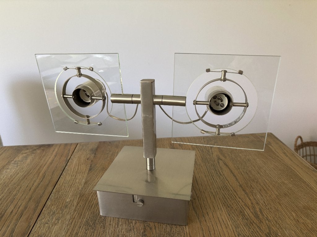 IKEA Fuga wand- of plafondlamp met 2 verstelbare spots  (#2), Ophalen of Verzenden, Zo goed als nieuw, Glas, Modern